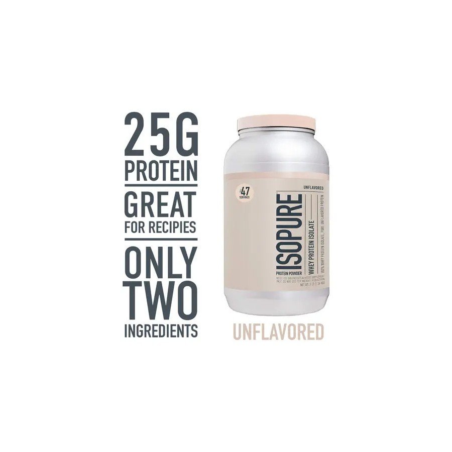 El envase de Isopure Zero Carb sin sabor declara solo dos ingredientes